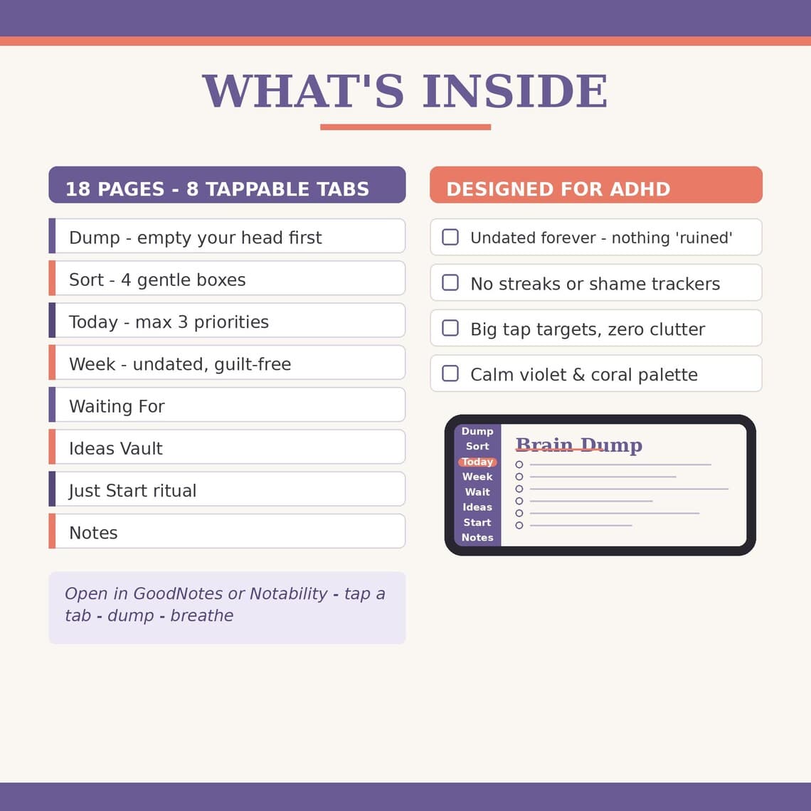 ADHD Digital Planner for Women — Etsy digital product preview