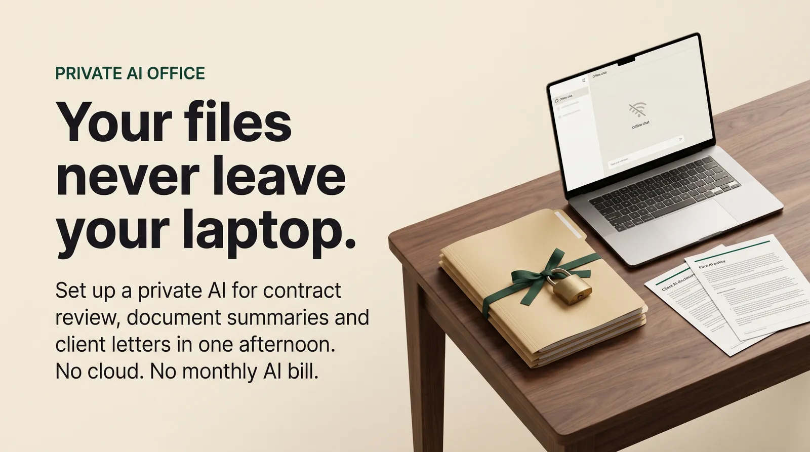 Your files never leave your laptop: private AI for contract review, summaries and client letters